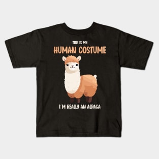 Cute Alpaca Halloween T-Shirt | This is My Human Costume Shirt | Funny Animal Lovers Season Outfit | Humorous Gift Idea Kids T-Shirt